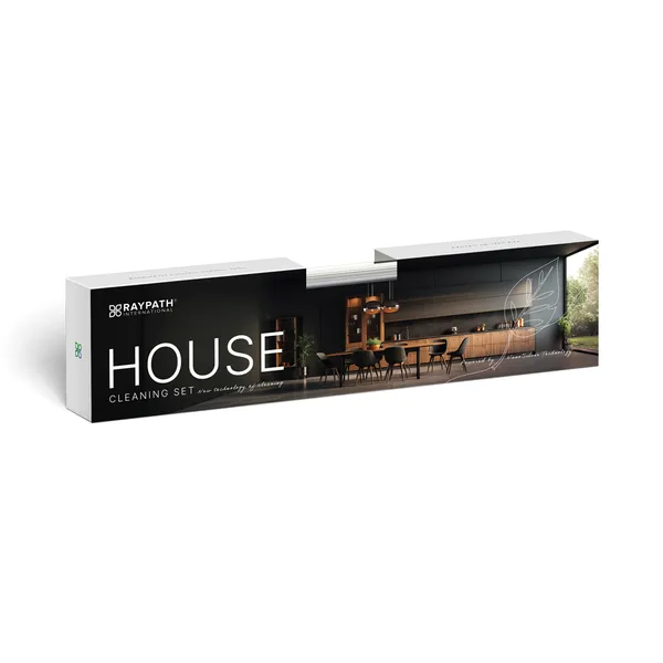 House Cleaning Set Raypath w zamkniętym białym opakowaniu z zielonym napisem HOUSE
