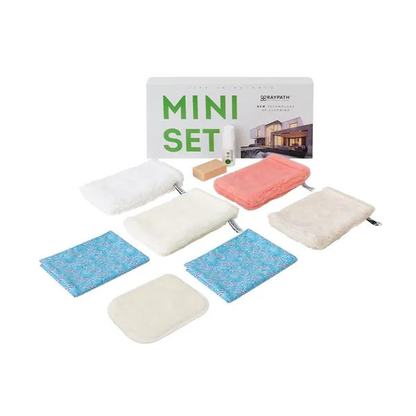MINI SET Raypath z czterema rękawicami M, dwoma Sunbeamami, Czyścikiem Mini, wodą i mydłem